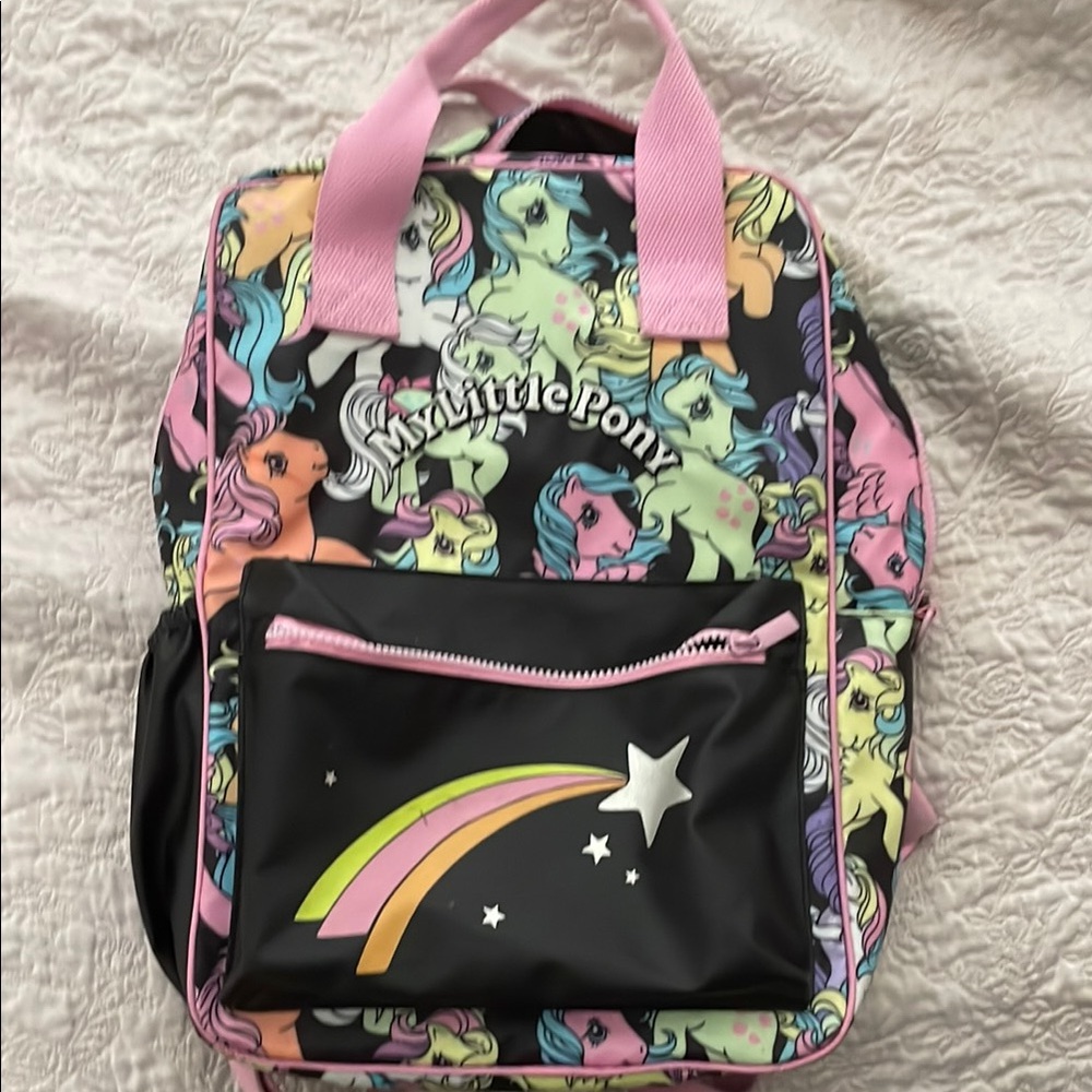 My Little Pony Black and Pink Duffle Bag with Cartoon Characters